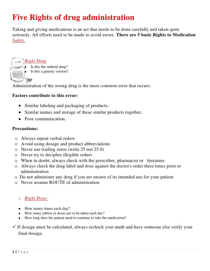 5 rights of medication administration handout 5 rights of medication administration